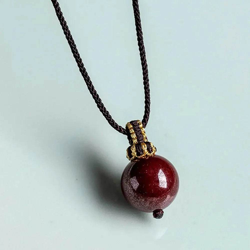 Cinnabar Mantra Necklace – Feng Shui Wealth & Fortune Amulet - Loton Decor