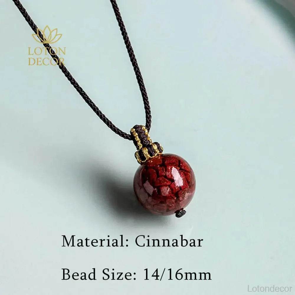 Cinnabar Mantra Necklace – Feng Shui Wealth & Fortune Amulet - Loton Decor