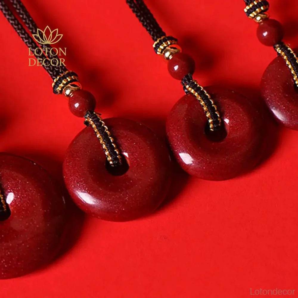 Cinnabar Necklace – Harmony Buckle Wealth Talisman - Loton Decor