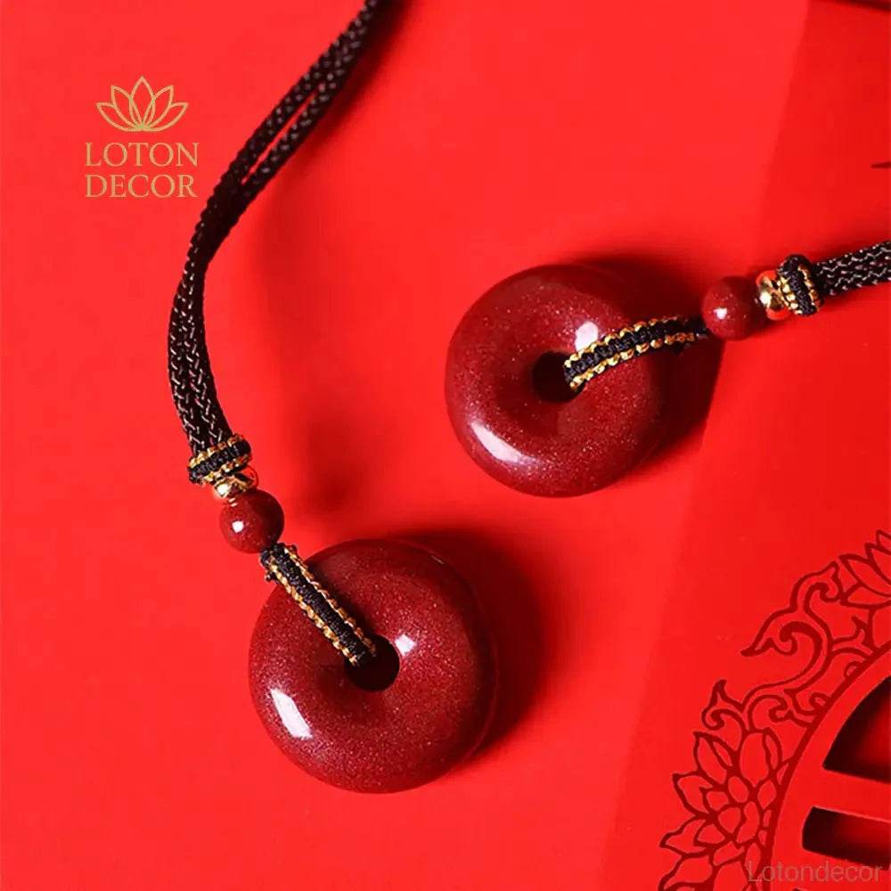 Cinnabar Necklace – Harmony Buckle Wealth Talisman - Loton Decor