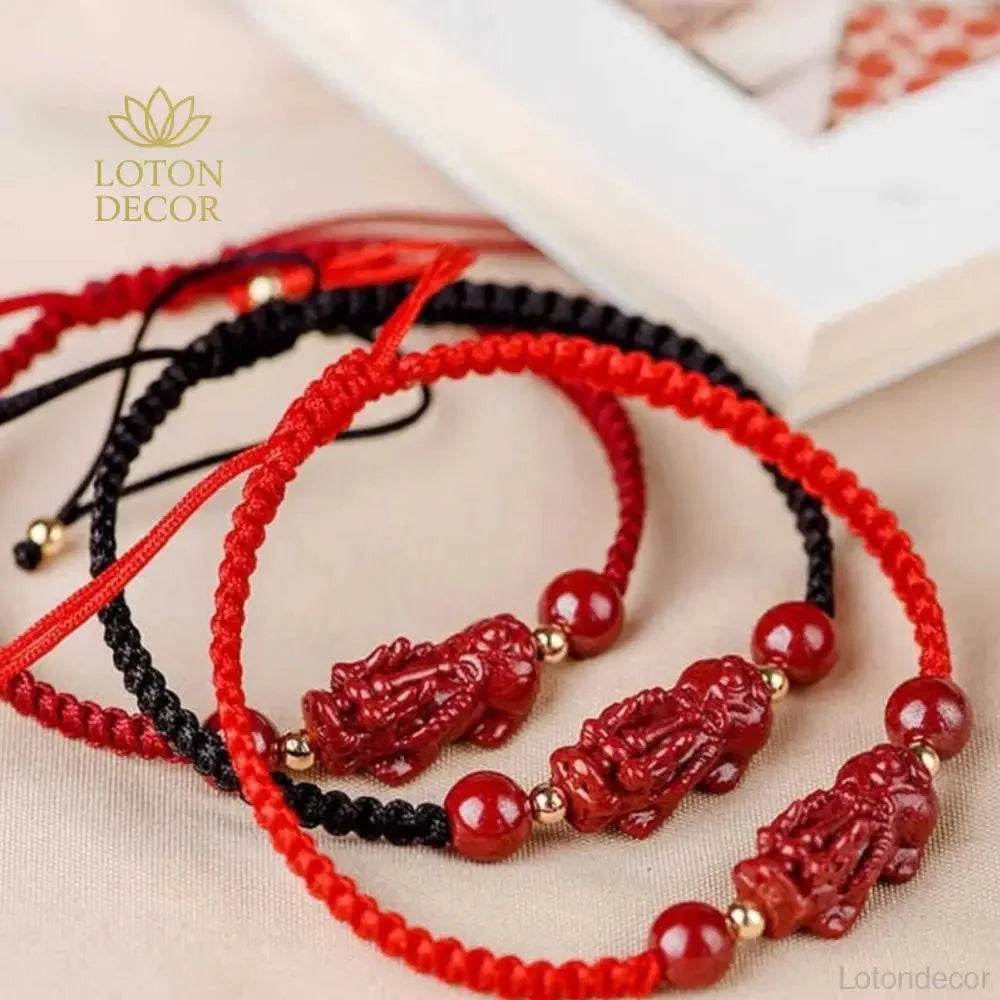 Cinnabar Pi Yao Bracelet – Feng Shui Wealth Protection - Loton Decor