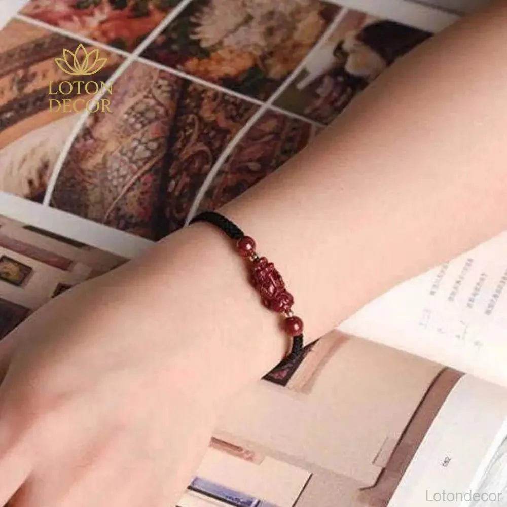 Cinnabar Pi Yao Bracelet – Feng Shui Wealth Protection - Loton Decor