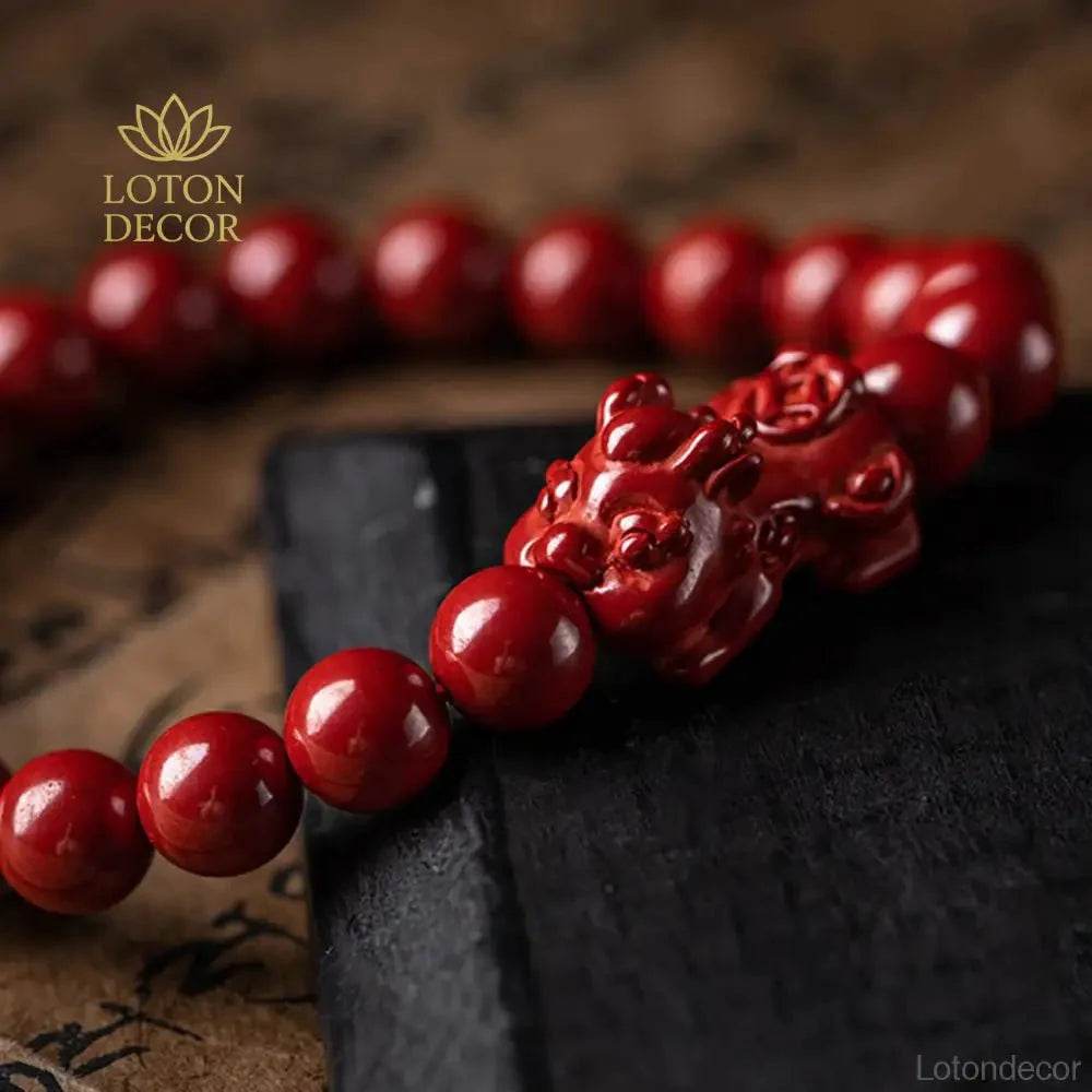Cinnabar Pixiu Bracelet – Feng Shui Good Fortune Amulet - Loton Decor