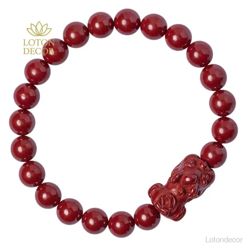 Cinnabar Pixiu Bracelet – Feng Shui Good Fortune Amulet - Loton Decor