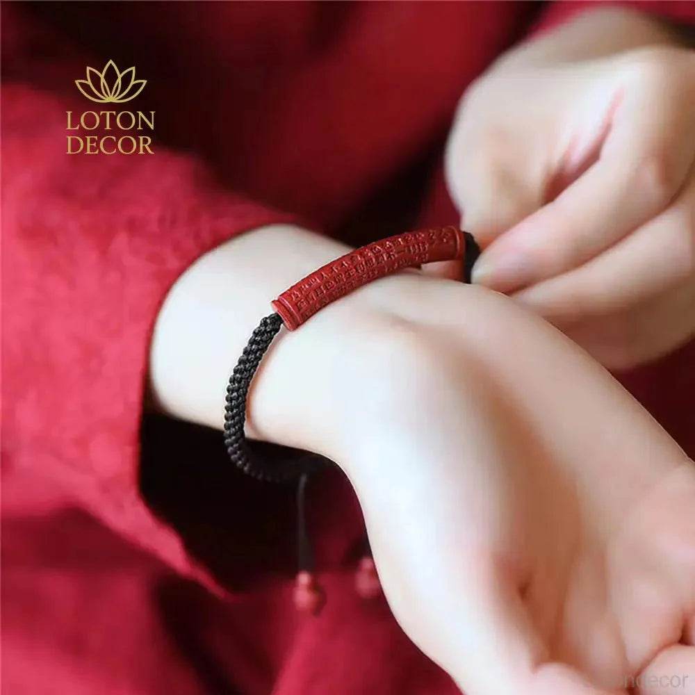 Cinnabar Pixiu Bracelet – Ruyi Lucky Mantra Amulet - Loton Decor
