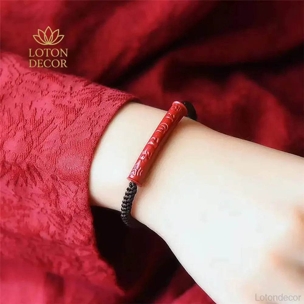 Cinnabar Pixiu Bracelet – Ruyi Lucky Mantra Amulet - Loton Decor