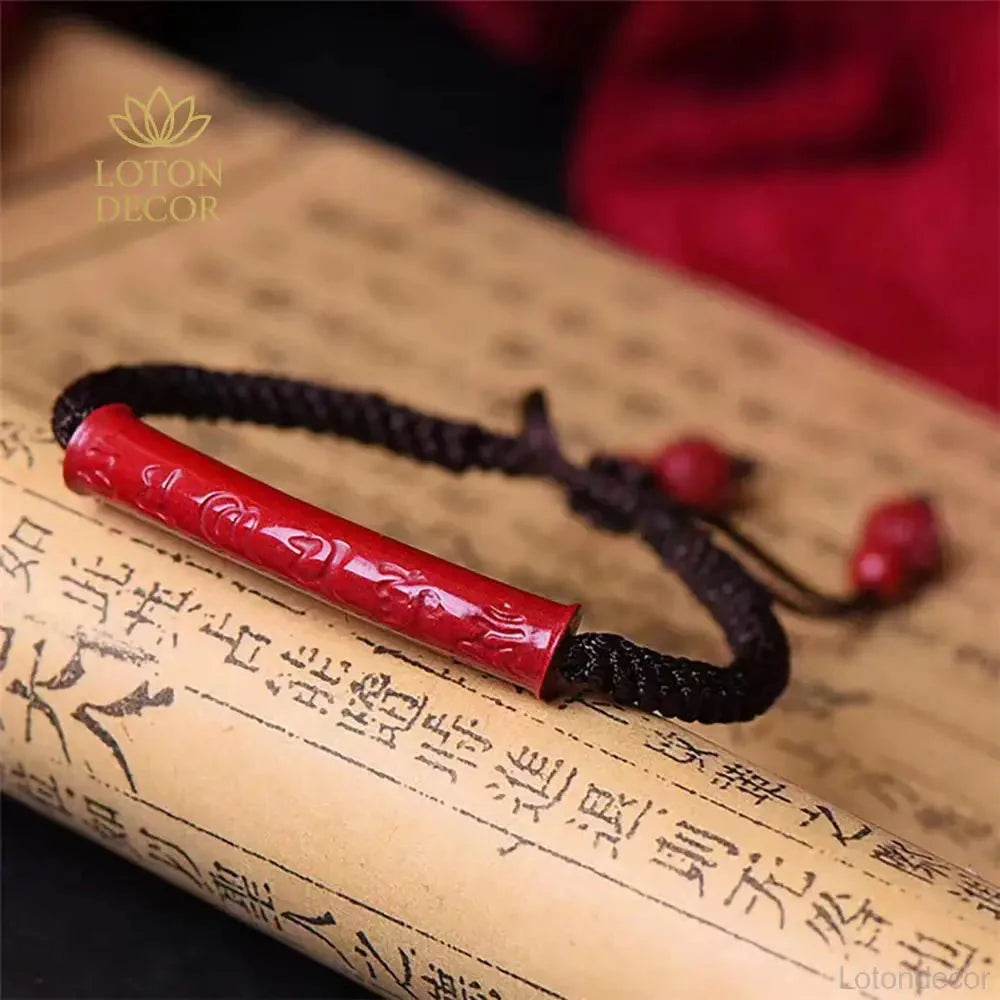 Cinnabar Pixiu Bracelet – Ruyi Lucky Mantra Amulet - Loton Decor