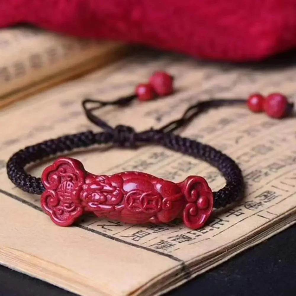 Cinnabar Pixiu Mantra Bracelet – Wealth Luck for Women - Loton Decor