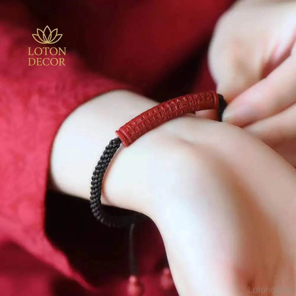 Cinnabar Pixiu Mantra Bracelet – Wealth Luck for Women - Loton Decor