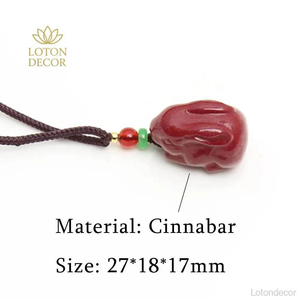 Cinnabar Rabbit Zodiac Necklace – Feng Shui Quartz Amulet - Loton Decor