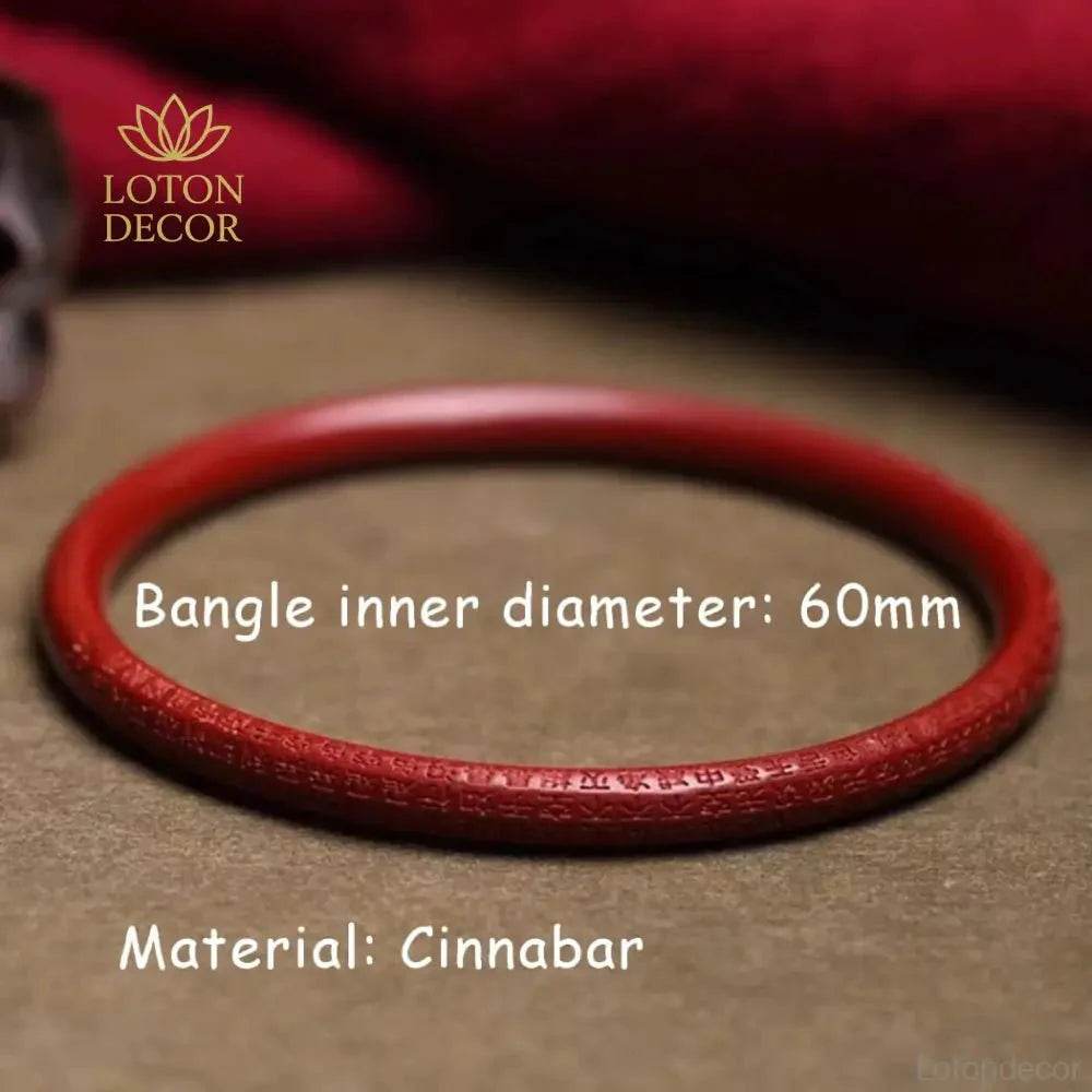 Cinnabar Wealth Bangle – 60mm Buddha Mantra Bracelet - Loton Decor