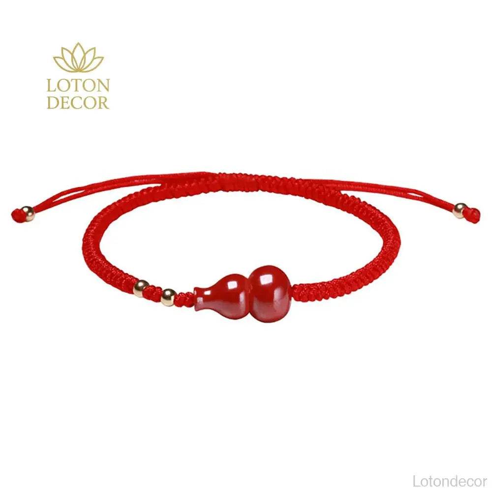 Cinnabar Wu Lou Bracelet – Red Wealth Luck Protection Charm - Loton Decor
