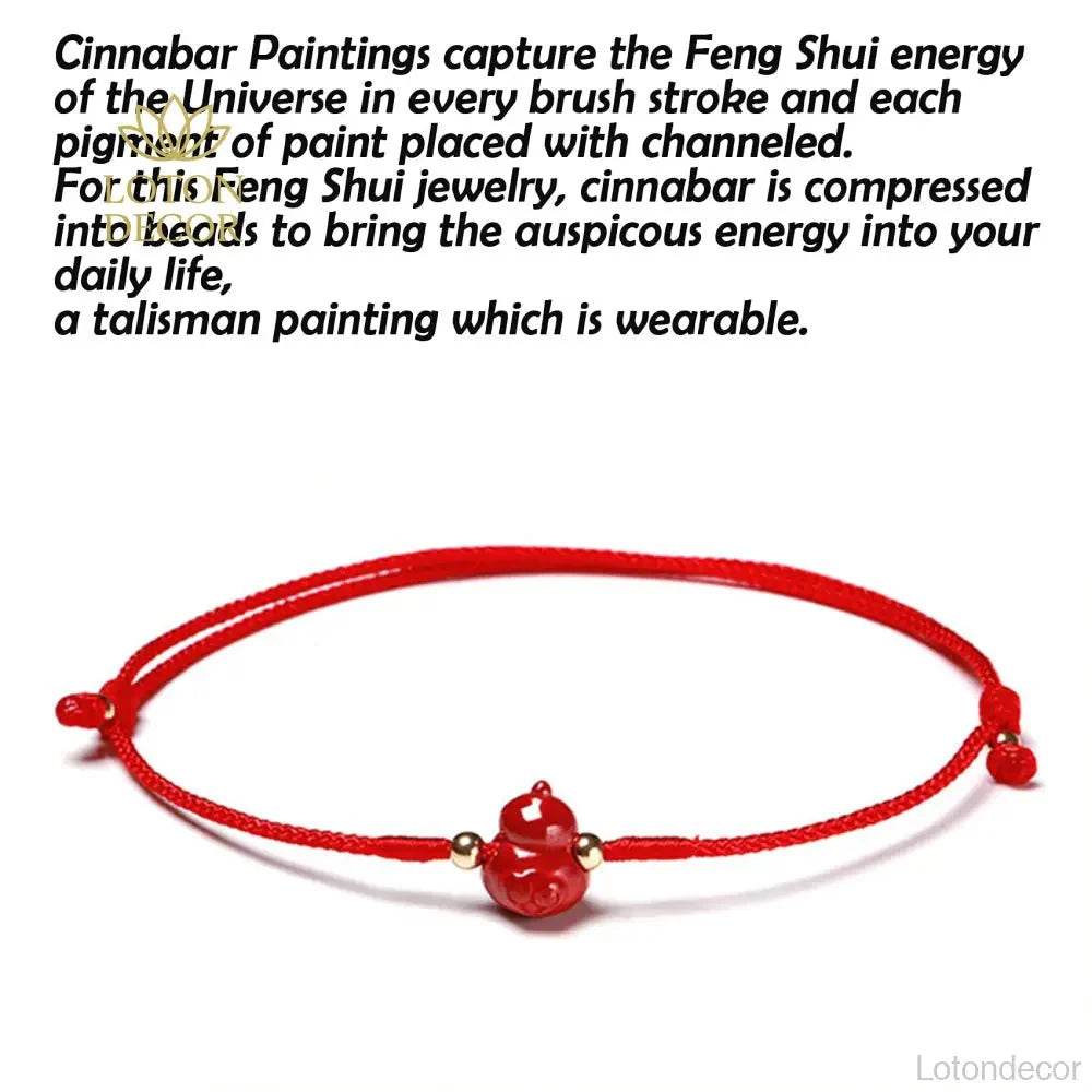 Cinnabar Wu Lou Bracelet – Red Wealth Luck Protection Charm - Loton Decor
