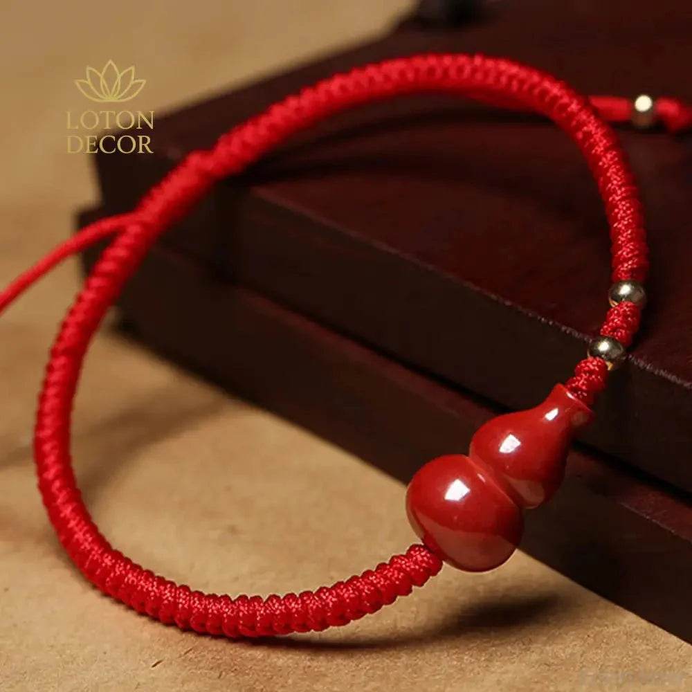 Cinnabar Wu Lou Bracelet – Red Wealth Luck Protection Charm - Loton Decor