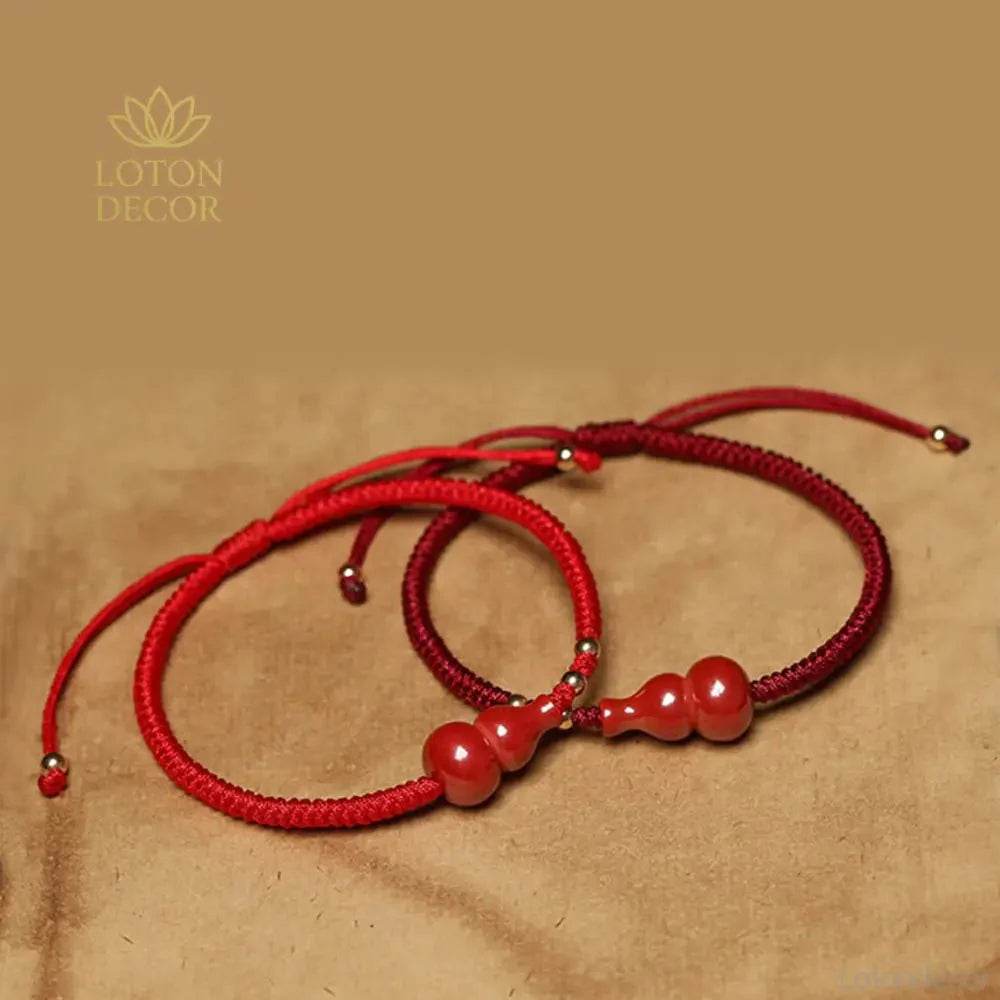 Cinnabar Wu Lou Bracelet – Red Wealth Luck Protection Charm - Loton Decor