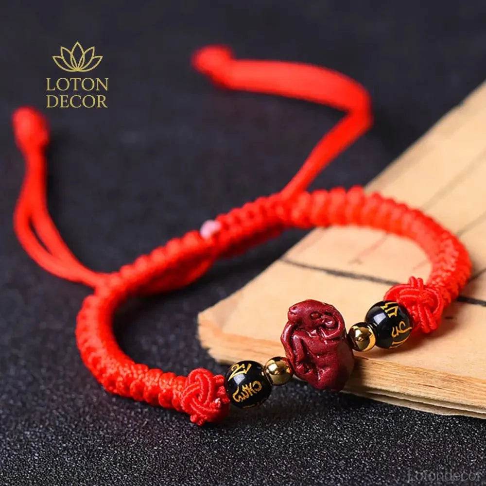 Cinnabar Zodiac Wealth Bracelet – Red String Feng Shui - Loton Decor