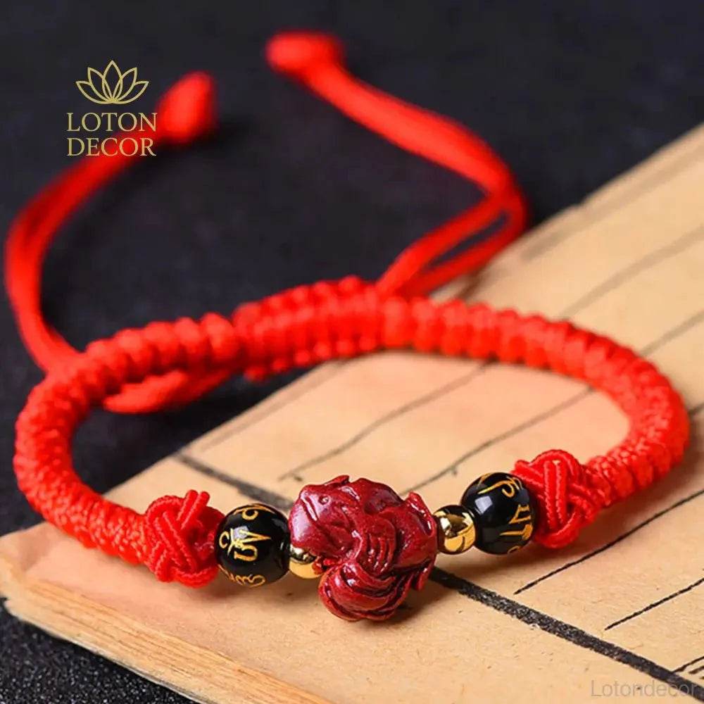 Cinnabar Zodiac Wealth Bracelet – Red String Feng Shui - Loton Decor