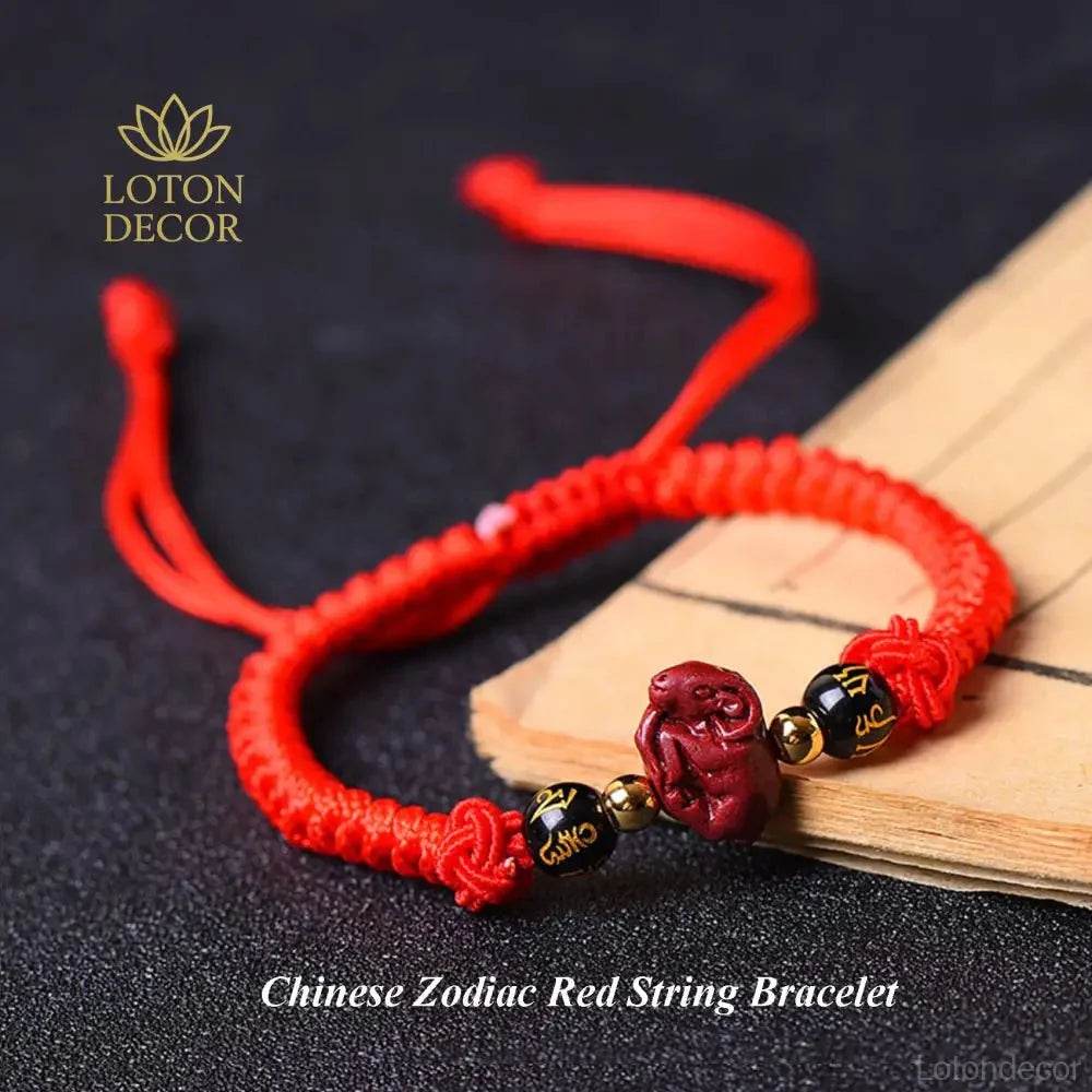 Cinnabar Zodiac Wealth Bracelet – Red String Feng Shui - Loton Decor