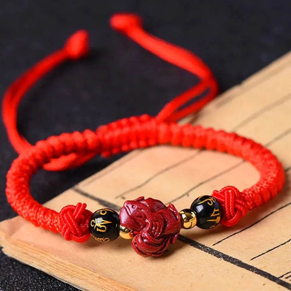 Cinnabar Zodiac Wealth Bracelet – Red String Feng Shui - Loton Decor