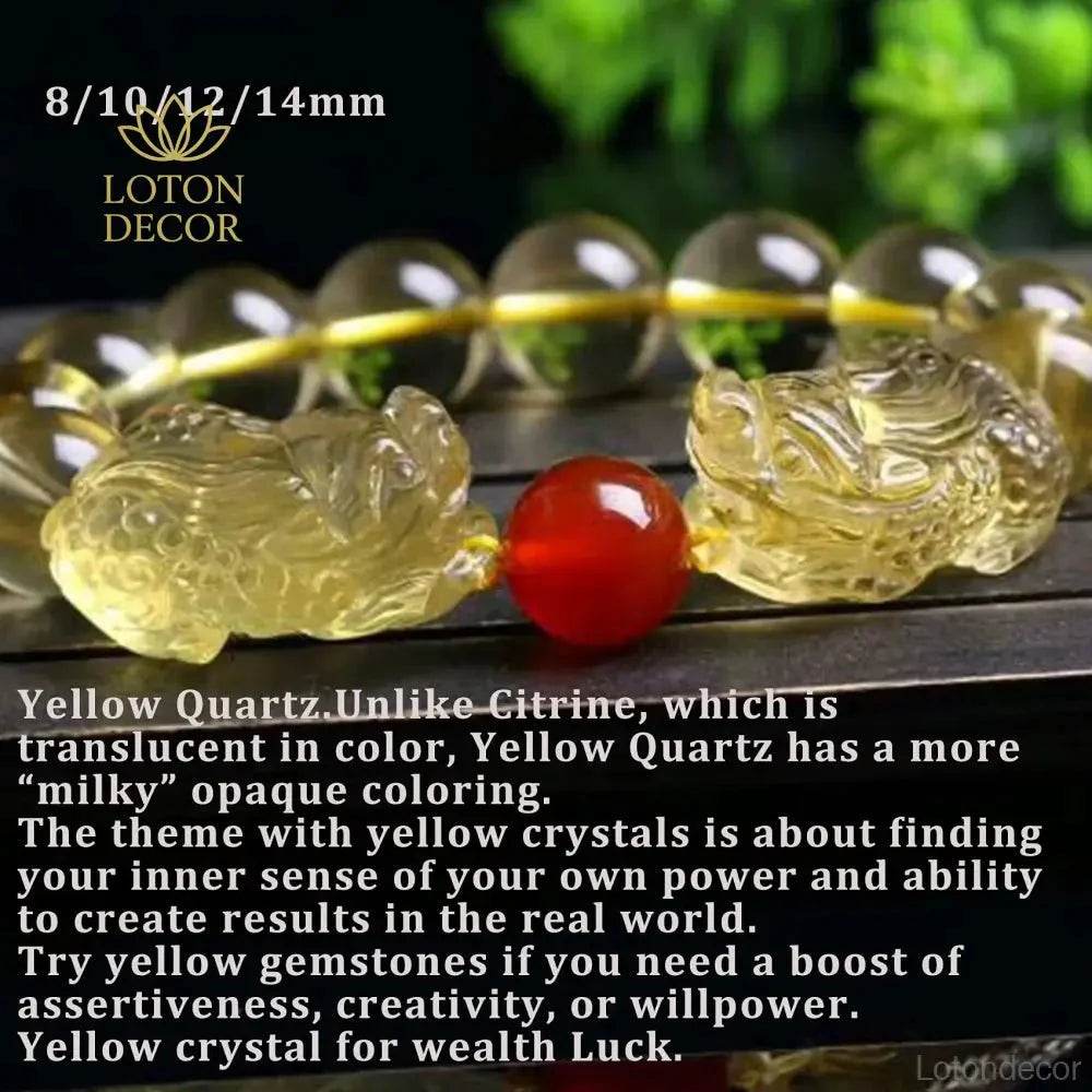 Citrine Pixiu Bracelet – Red Agate Wealth Charm - Loton Decor