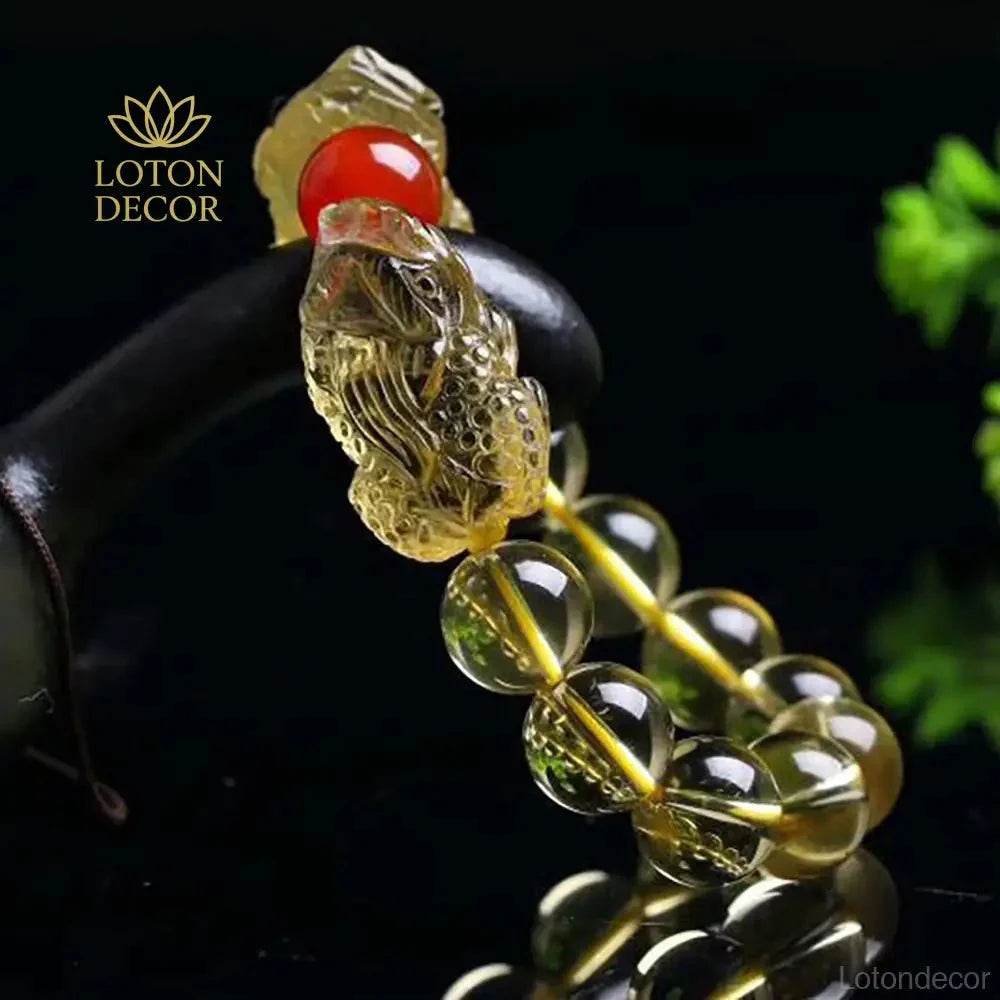 Citrine Pixiu Bracelet – Red Agate Wealth Charm - Loton Decor