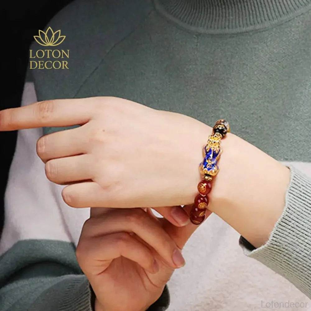 Color-Changing Pixiu Bracelet – Obsidian Agate Five Element Talisman - Loton Decor