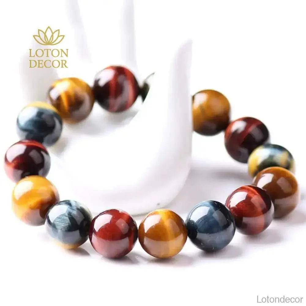 Color Tiger Eye Bracelet – Lucky Beads for Men Women - Loton Decor