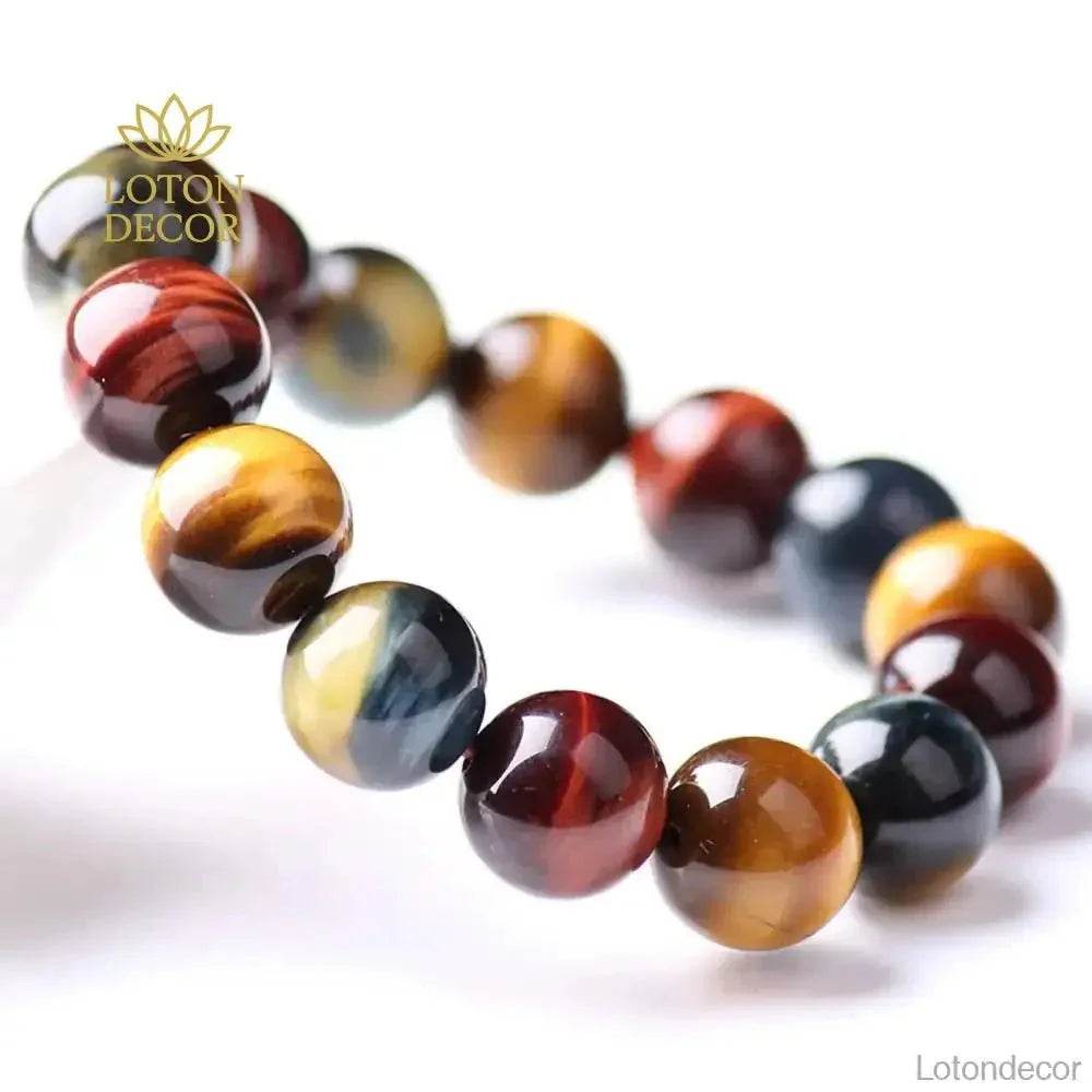 Color Tiger Eye Bracelet – Lucky Beads for Men Women - Loton Decor