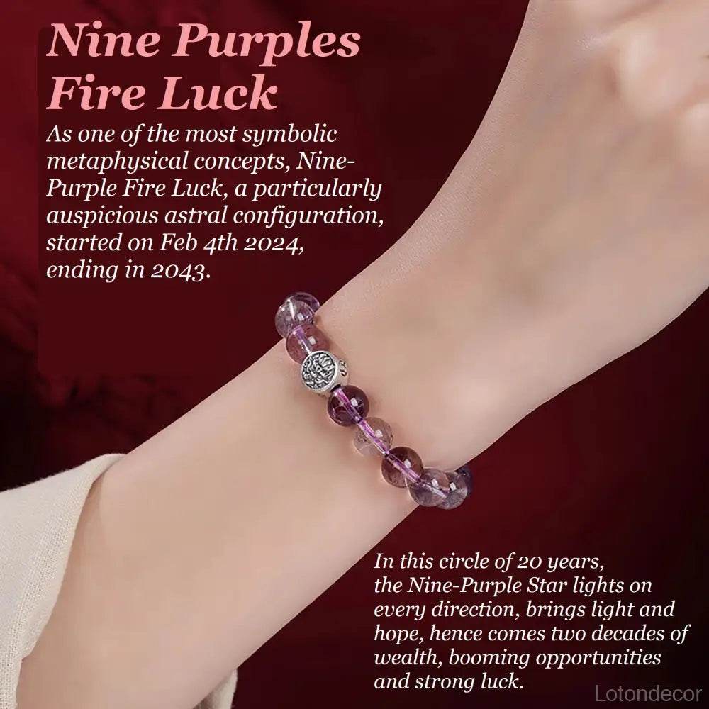 Crystal Bracelet 9A Amethyst Nine Purple Fire Luck S925 Silver Pi Xiu Dragon Super Seven Crystal South Red Agate Top Quality - Loton Decor