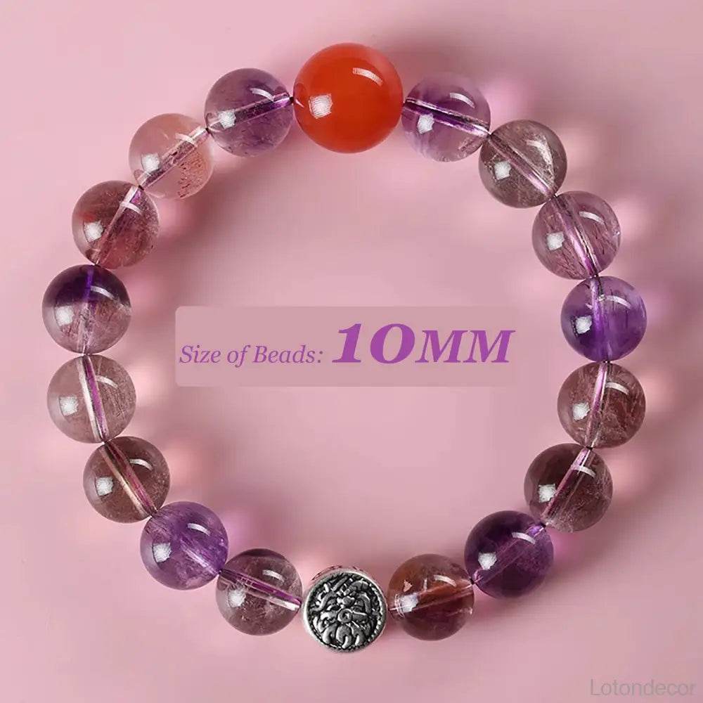 Crystal Bracelet 9A Amethyst Nine Purple Fire Luck S925 Silver Pi Xiu Dragon Super Seven Crystal South Red Agate Top Quality - Loton Decor