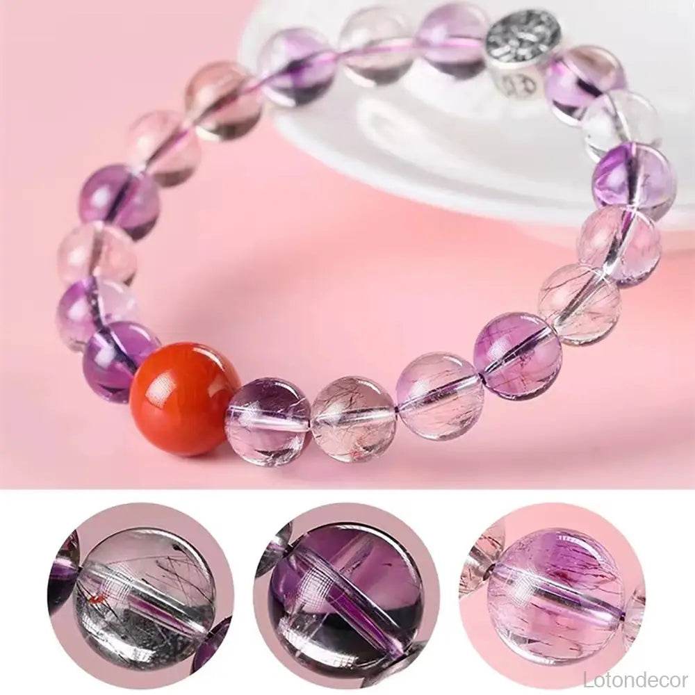 Crystal Bracelet 9A Amethyst Nine Purple Fire Luck S925 Silver Pi Xiu Dragon Super Seven Crystal South Red Agate Top Quality - Loton Decor