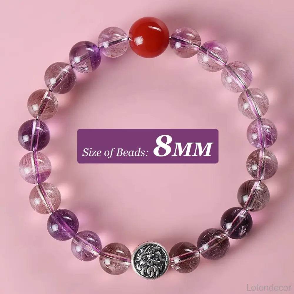 Crystal Bracelet 9A Amethyst Nine Purple Fire Luck S925 Silver Pi Xiu Dragon Super Seven Crystal South Red Agate Top Quality - Loton Decor