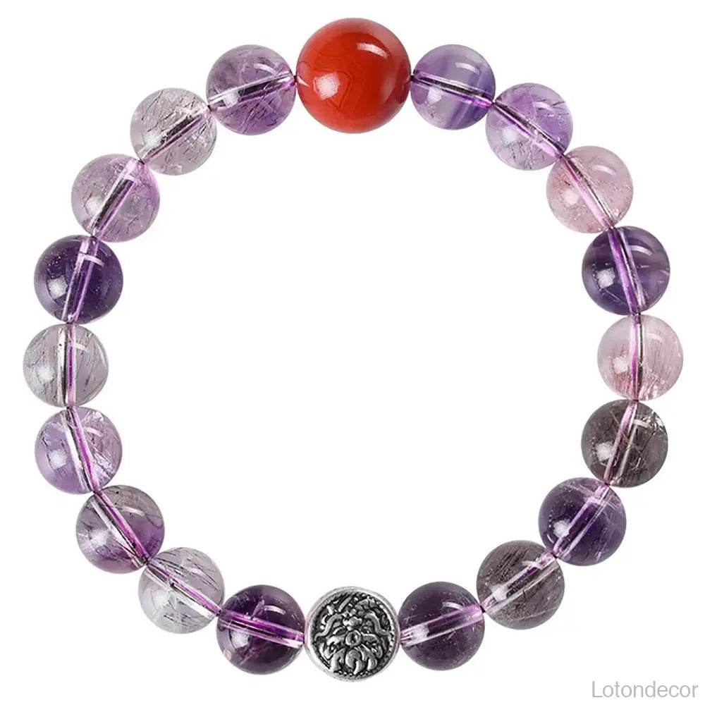 Crystal Bracelet 9A Amethyst Nine Purple Fire Luck S925 Silver Pi Xiu Dragon Super Seven Crystal South Red Agate Top Quality - Loton Decor