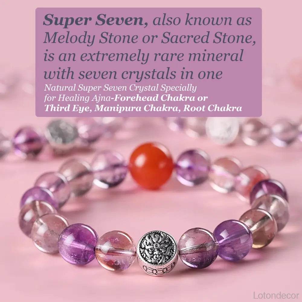 Crystal Bracelet 9A Amethyst Nine Purple Fire Luck S925 Silver Pi Xiu Dragon Super Seven Crystal South Red Agate Top Quality - Loton Decor