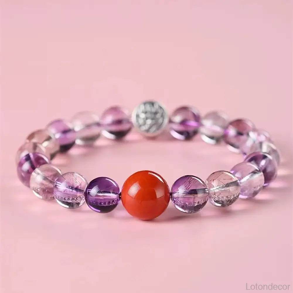 Crystal Bracelet 9A Amethyst Nine Purple Fire Luck S925 Silver Pi Xiu Dragon Super Seven Crystal South Red Agate Top Quality - Loton Decor