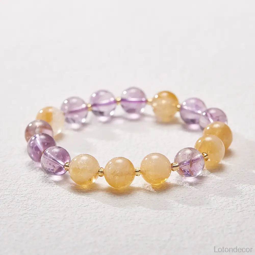 Crystal Bracelet Citrine Amethyst Purple Gold Nine Purple Fire Luck Bracelet Strong Talisman for Wealth Luck - Loton Decor