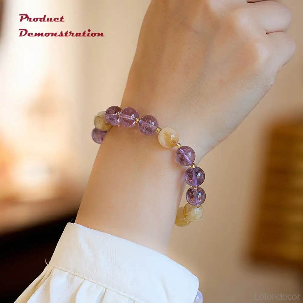 Crystal Bracelet Citrine Amethyst Purple Gold Nine Purple Fire Luck Bracelet Strong Talisman for Wealth Luck - Loton Decor