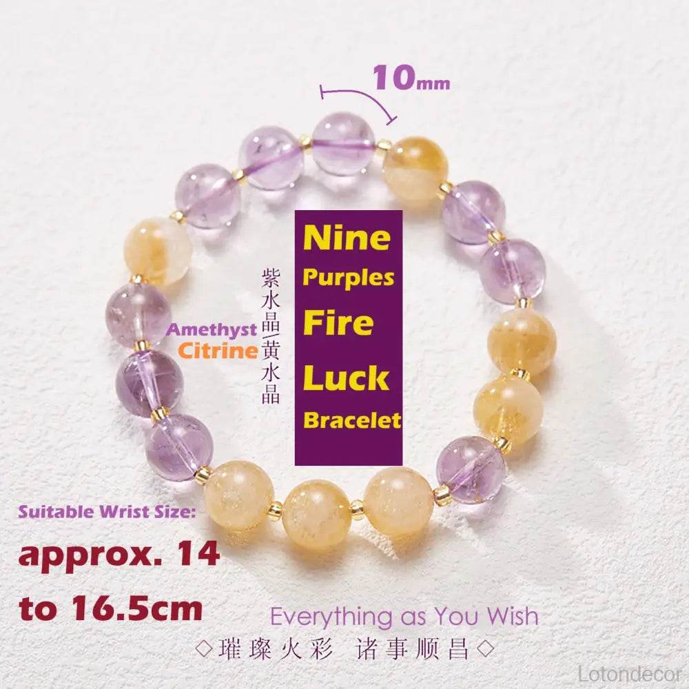 Crystal Bracelet Citrine Amethyst Purple Gold Nine Purple Fire Luck Bracelet Strong Talisman for Wealth Luck - Loton Decor