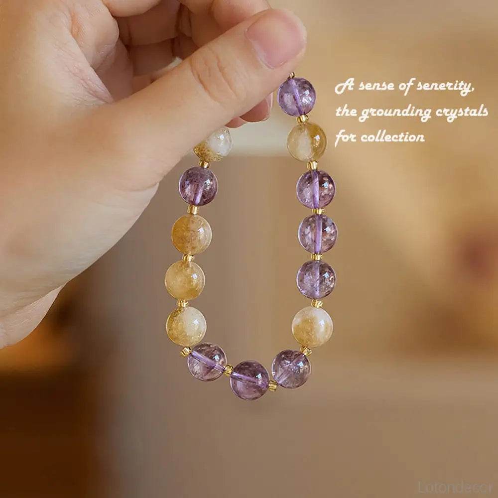 Crystal Bracelet Citrine Amethyst Purple Gold Nine Purple Fire Luck Bracelet Strong Talisman for Wealth Luck - Loton Decor