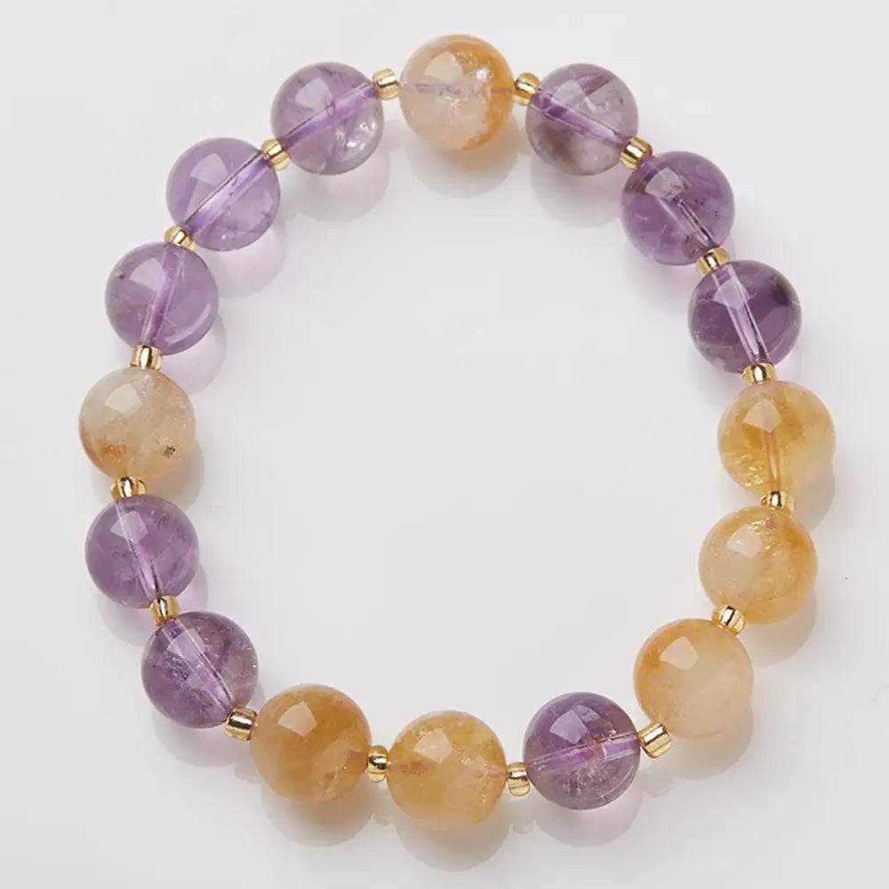 Crystal Bracelet Citrine Amethyst Purple Gold Nine Purple Fire Luck Bracelet Strong Talisman for Wealth Luck - Loton Decor