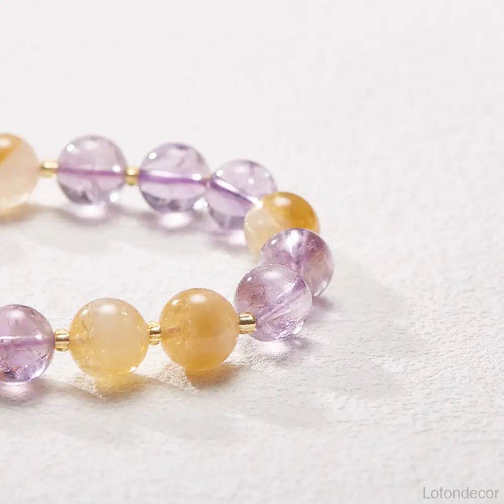 Crystal Bracelet Citrine Amethyst Purple Gold Nine Purple Fire Luck Bracelet Strong Talisman for Wealth Luck - Loton Decor