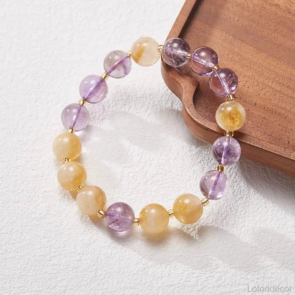 Crystal Bracelet Citrine Amethyst Purple Gold Nine Purple Fire Luck Bracelet Strong Talisman for Wealth Luck - Loton Decor