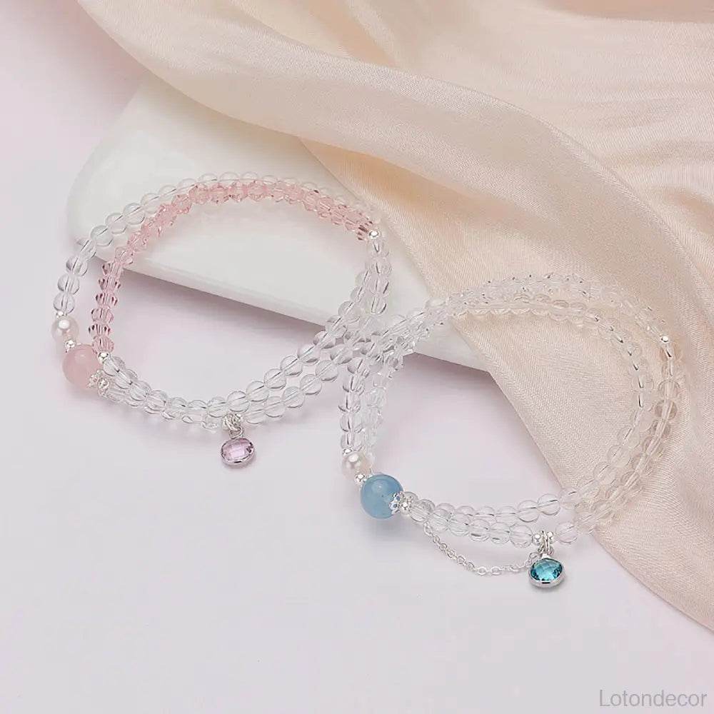 Crystal Bracelet Diamond Cut Clear Quartz Feng Shui Wealth Bracelet Multi-Layer Chakra Balance Healing Gems - Loton Decor