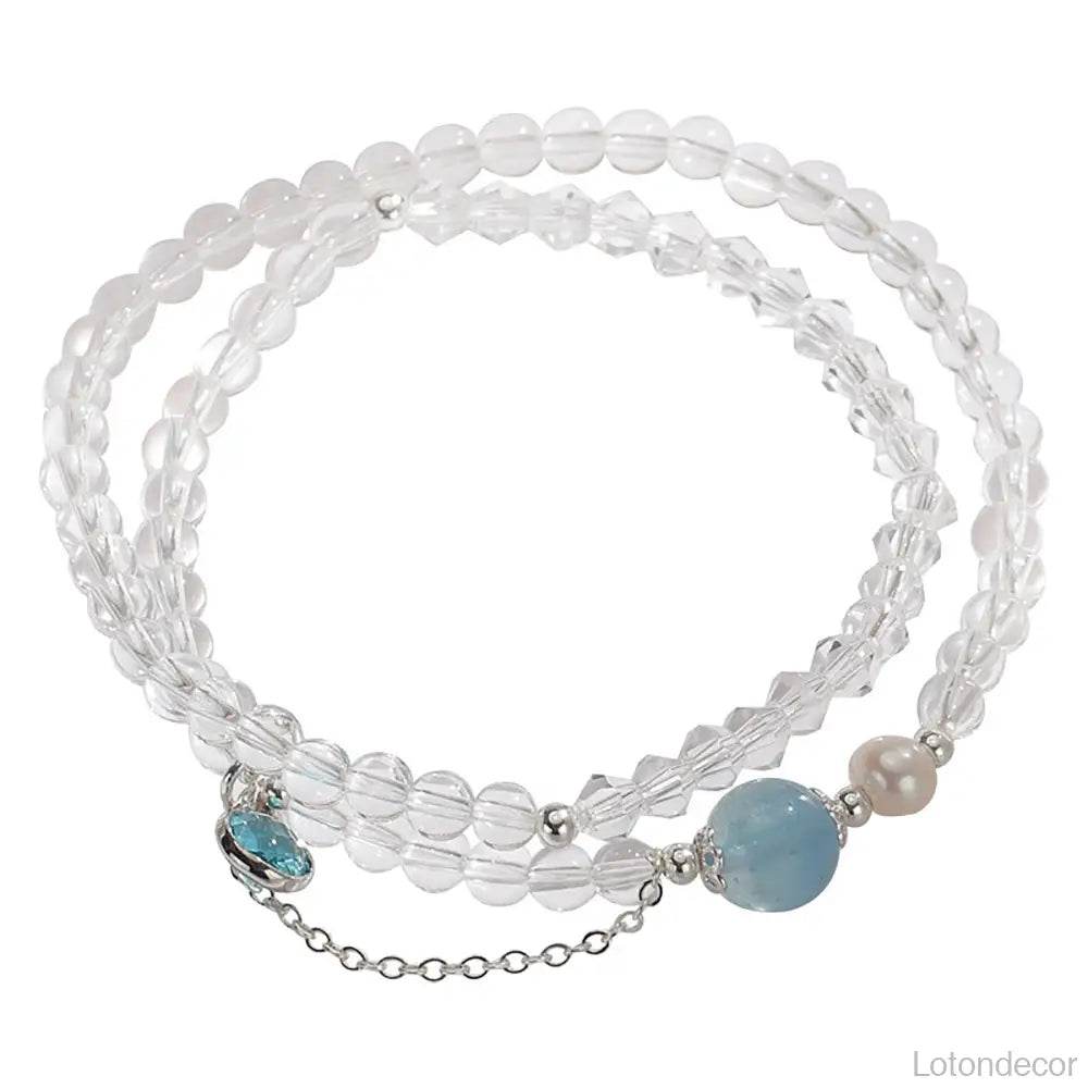 Crystal Bracelet Diamond Cut Clear Quartz Feng Shui Wealth Bracelet Multi-Layer Chakra Balance Healing Gems - Loton Decor