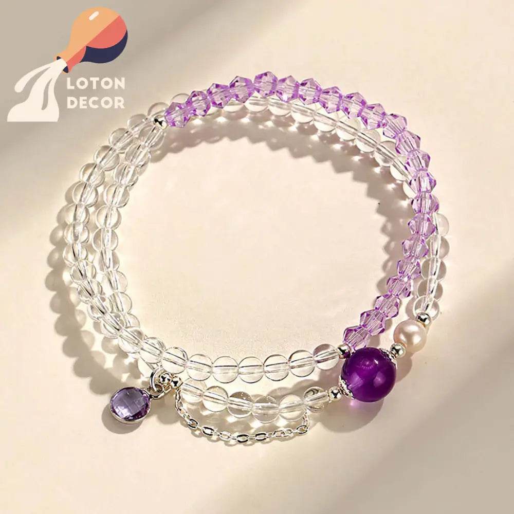 Crystal Bracelet Diamond Cut Clear Quartz Feng Shui Wealth Bracelet Multi-Layer Chakra Balance Healing Gems - Loton Decor