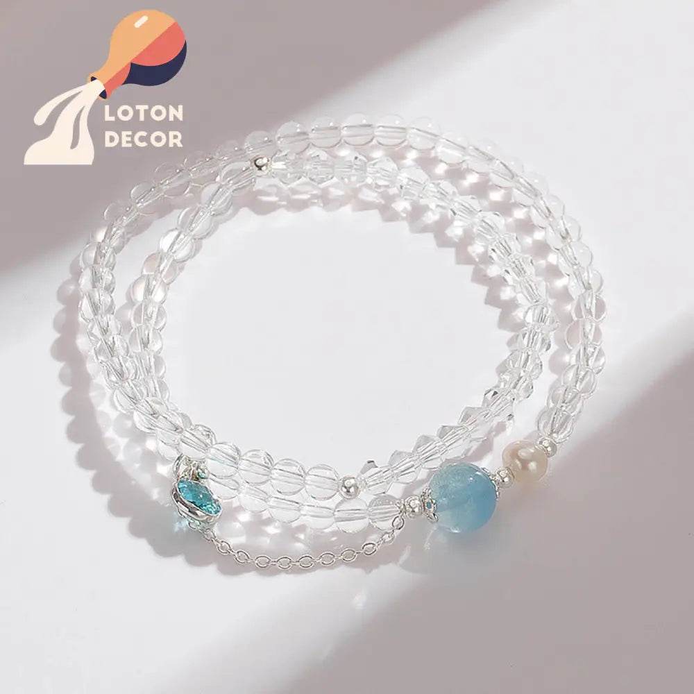 Crystal Bracelet Diamond Cut Clear Quartz Feng Shui Wealth Bracelet Multi-Layer Chakra Balance Healing Gems - Loton Decor