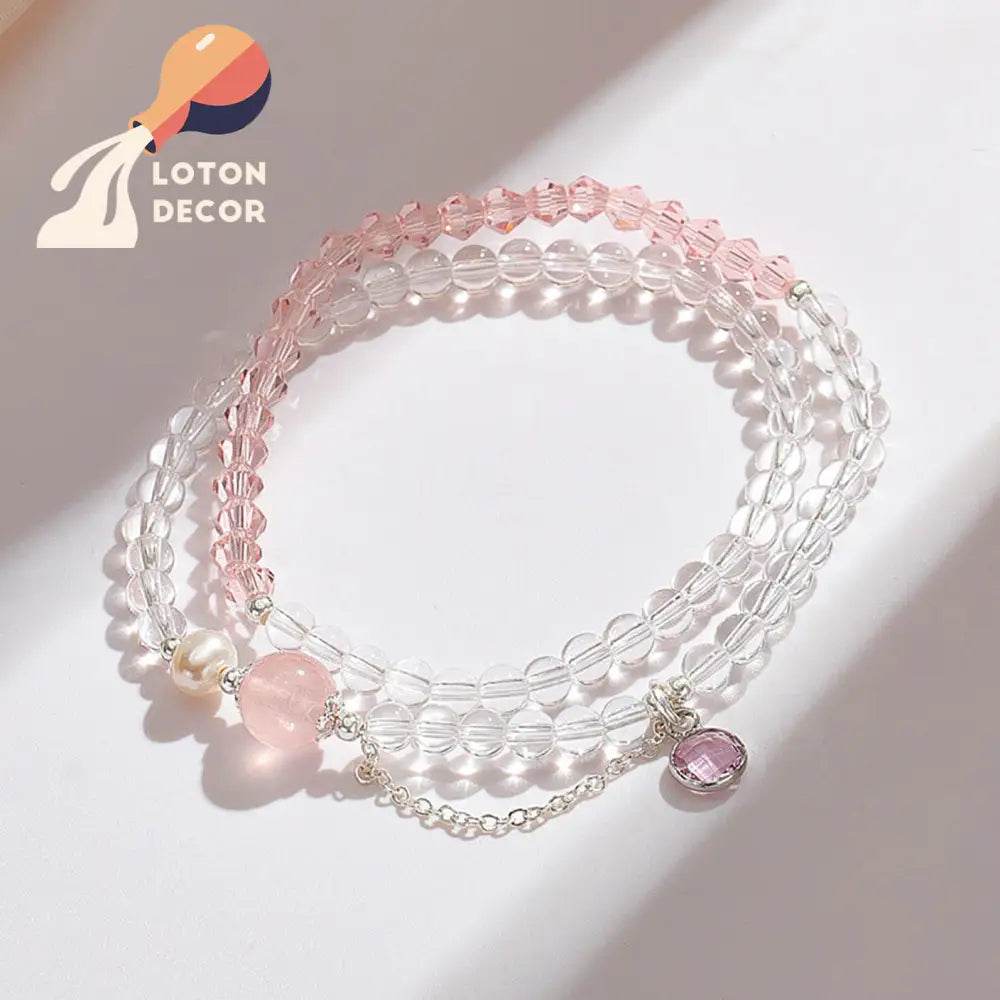 Crystal Bracelet Diamond Cut Clear Quartz Feng Shui Wealth Bracelet Multi-Layer Chakra Balance Healing Gems - Loton Decor