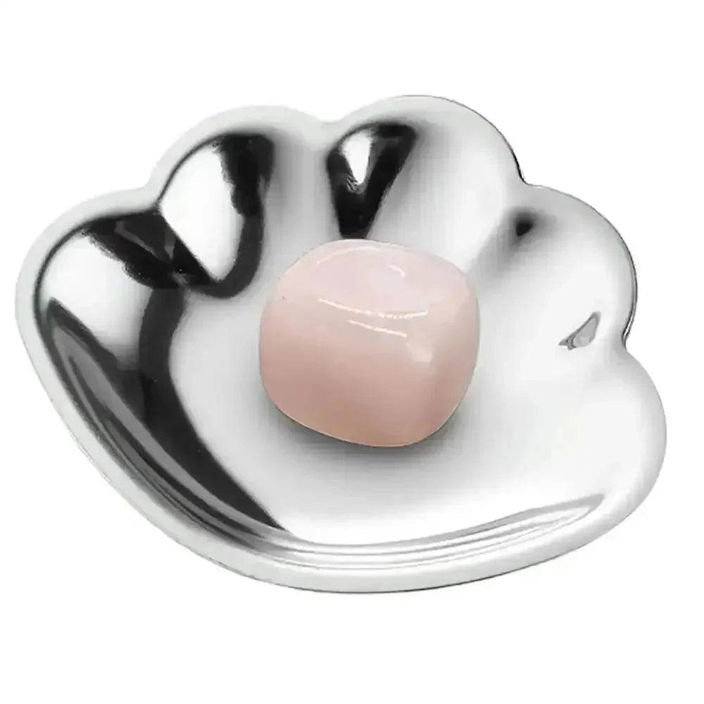 Crystal Incense Burner Rose Quartz Chakra Crystal Incense Holder Stainless Steel Seashell Tray - Loton Decor