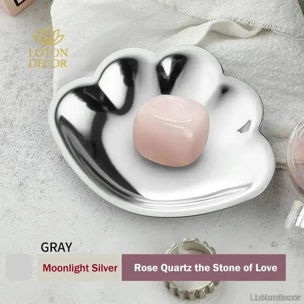 Crystal Incense Burner Rose Quartz Chakra Crystal Incense Holder Stainless Steel Seashell Tray - Loton Decor