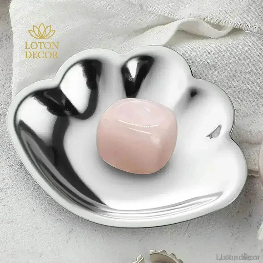 Crystal Incense Burner Rose Quartz Chakra Crystal Incense Holder Stainless Steel Seashell Tray - Loton Decor